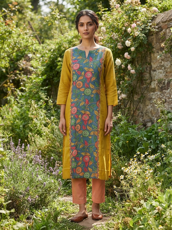 KALAMKARI THEMED BERLIN SILK KURTIS 0615