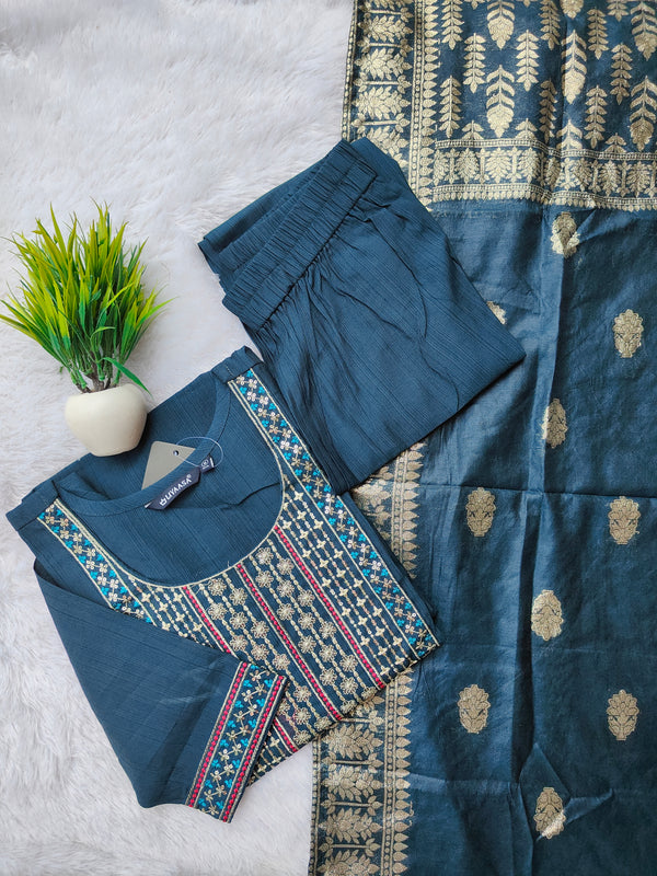 PREMIUM VATICAN SILK SALWAR SET WITH BANARASI DUPPATTA 0495