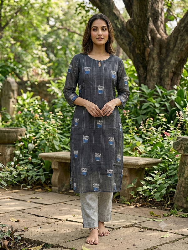 PREMIUM LINEN ZARI KURTIS 0515