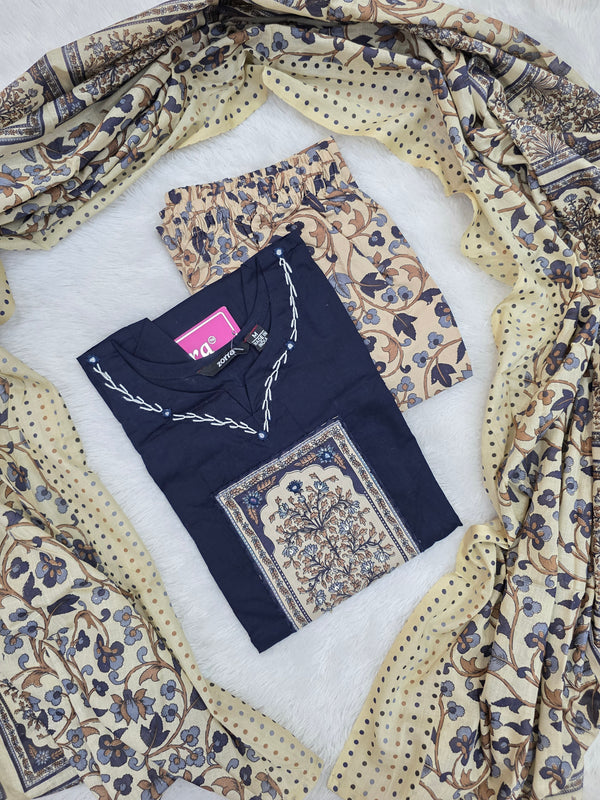 PREMIUM COTTON SALWAR SETS NAVY 0596