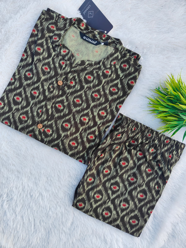 IKKAT AND BATIK PRINTED FLEX COTTON CORD SETS 0510
