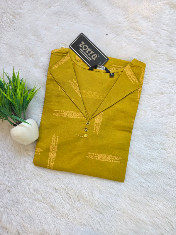 MUSTARD YELLOW BUDGET FRIENDLY OFFICE /COLLEGE WEAR KURTIS 0461