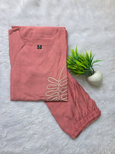 LIGHT PINK LEAF EMBROIDERED VATICAN SILK CO-ORD SETS 0562