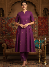 PREMIUM A-LINE WINE RAW SILK CORD SETS 0528