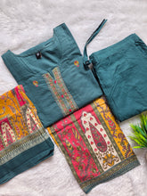 TEAL BLUE HANDWORK PREMIUM JAIPUR COTTON SALWAR SETS 0537