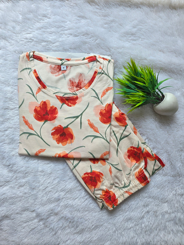 WOMEN'S NIGHT SUIT SETS(Tshirt+ Pant) 0529