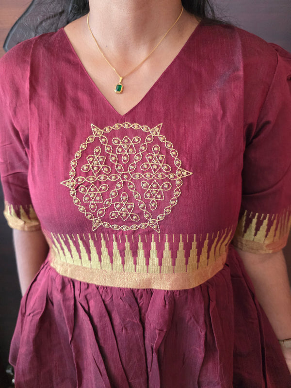 MAROON FUCNTIONAL WEAR KOLAM MAXI 0575