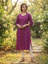 V COLLAR NECK PREMIUM FLEX COTTON KURTIS MAGENTA 0599