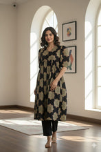 BLACK NYRA STYLED UMBRELLA CAMBRIC COTTON KURTI+ PANT SETS 0510