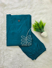 LEAF THREAD EMBROIDERED CO-ORD SETS TEAL 0595