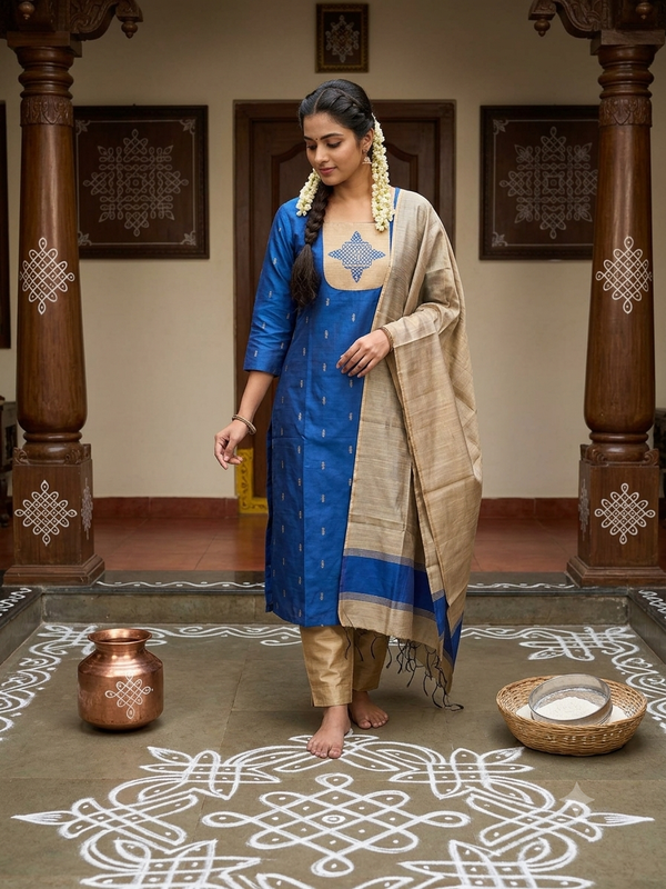 KOLAM RAW SILK SALWAR SETS 0644