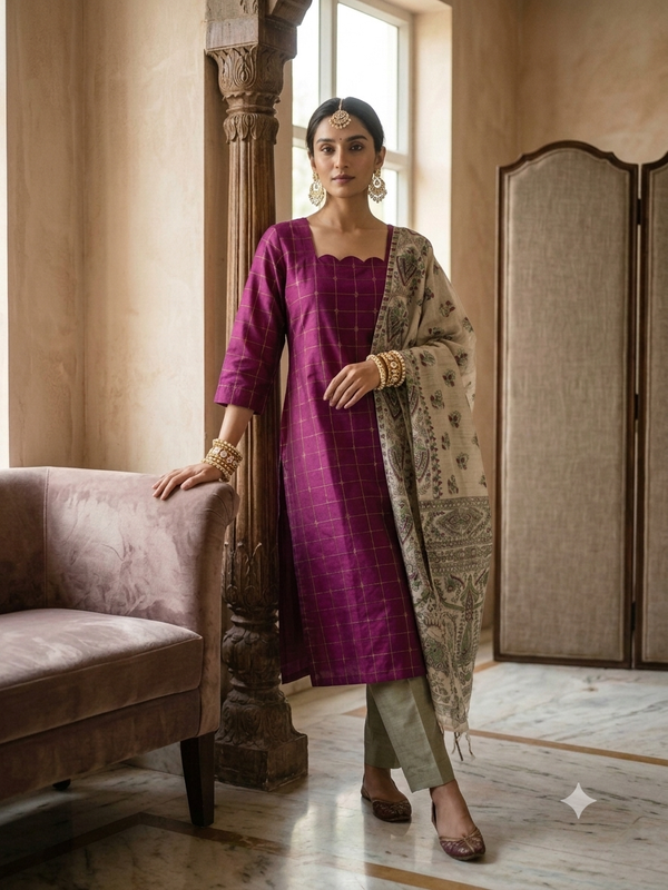 RAW SILK WITH MADHUBANI INSPIRED SALWAR 0652
