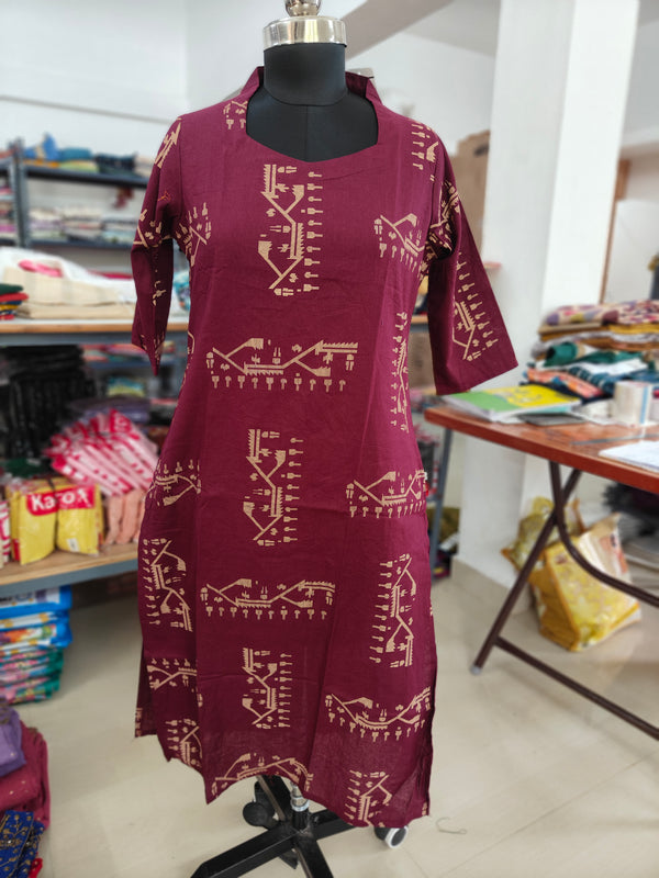 PREMIUM FLEX COTTON  KURTIS WINE 0463