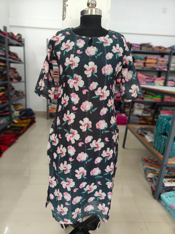 TRENDING LINEN BUBBLE KURTIS 0455