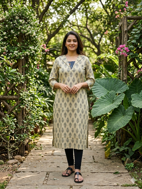 V-NECK COLLAR COTTON KURTIS 0546 (SUMMER SPECIAL)