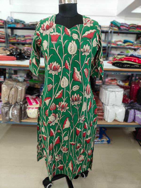 HAND PRINTED KALAMKARI COTTON KURTIS 0482