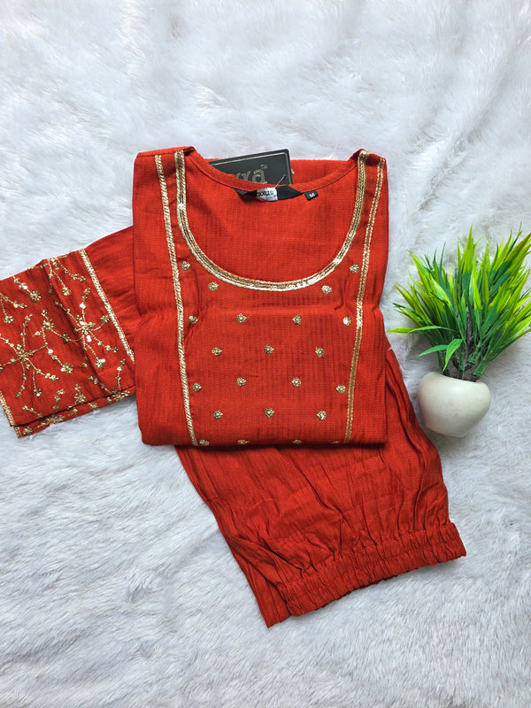 RUST ORANGE BERLIN SILK CO-ORD SETS 0532