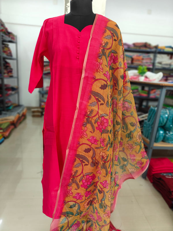 VATICAN SILK KURTI+ KALAMKARI KOTTA DUPATTA 0484