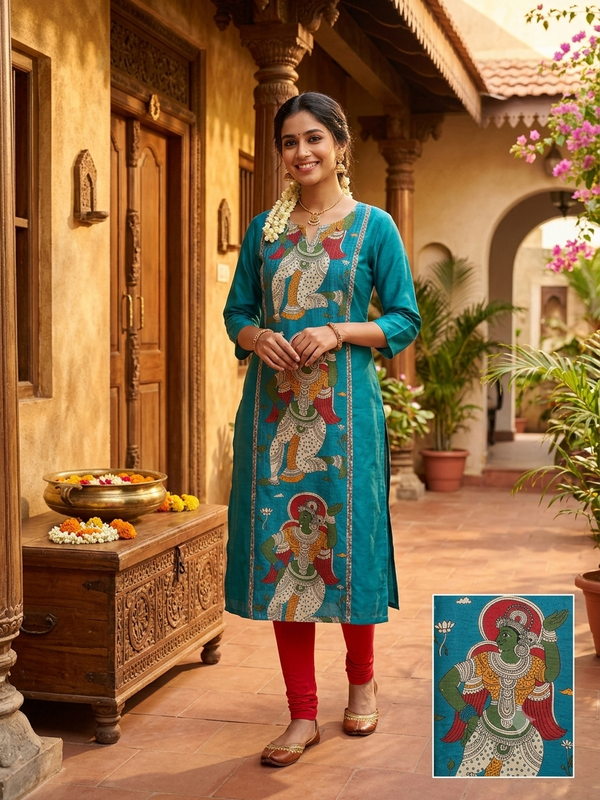 KALAMKARI THEMED BERLIN SILK KURTIS 0615