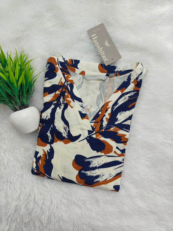 OFFICE\COLLEGE WEAR V- NECK KURTIS 0454