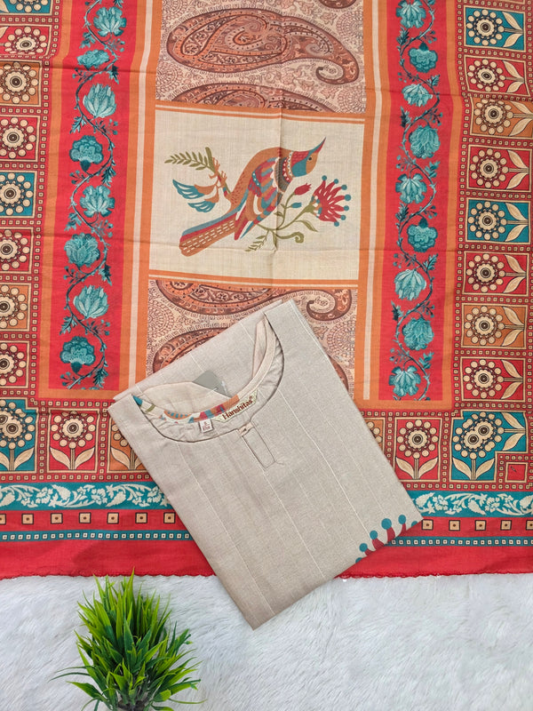 PREMIUM TUSSAR SILK KURTI +DUPPATTA 0658