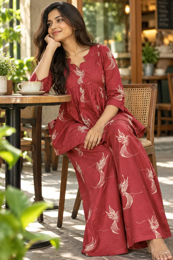 MAROON PEPLUM CO-ORD SETS 0654