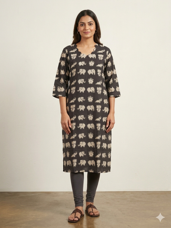 HAND PRINTED KALAMKARI KURTIS 0482