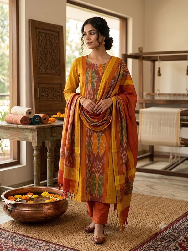 POCHAMPALLY IKKAT COTTON SALWAR SETS / 0650