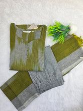 OLIVE GREEN PREMIUM HANDLOOM IKKAT COTTON SALWAR SETS 0539