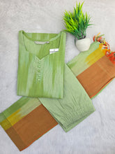 PISTA GREEN PREMIUM HANDLOOM IKKAT COTTON SALWAR SETS 0539