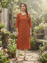 SCALLOPED PREMIUM FLEX COTTON KURTIS RUST 0599