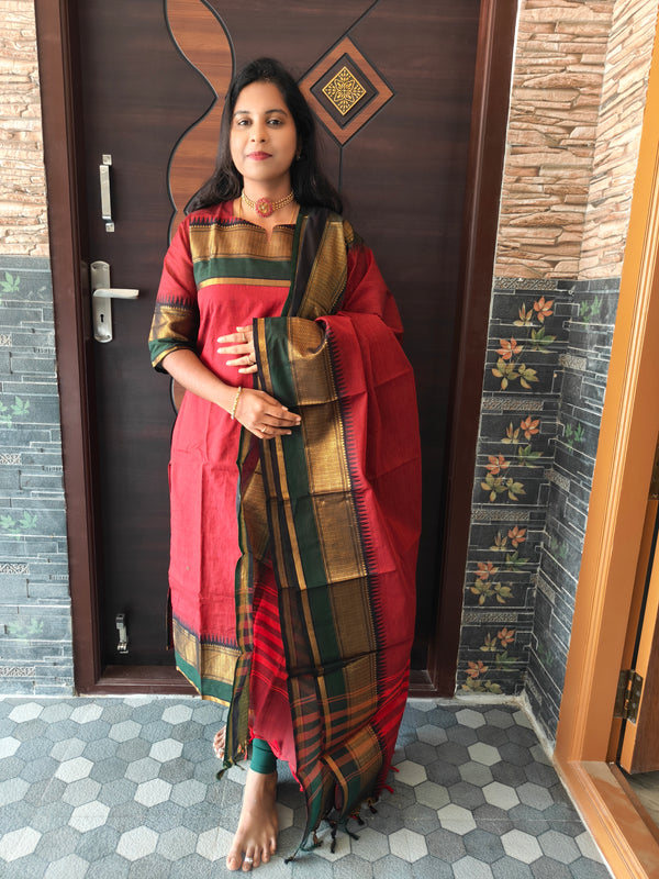 PREMIUM KANCHI COTTON KURTI + DUPATTA SET 0479