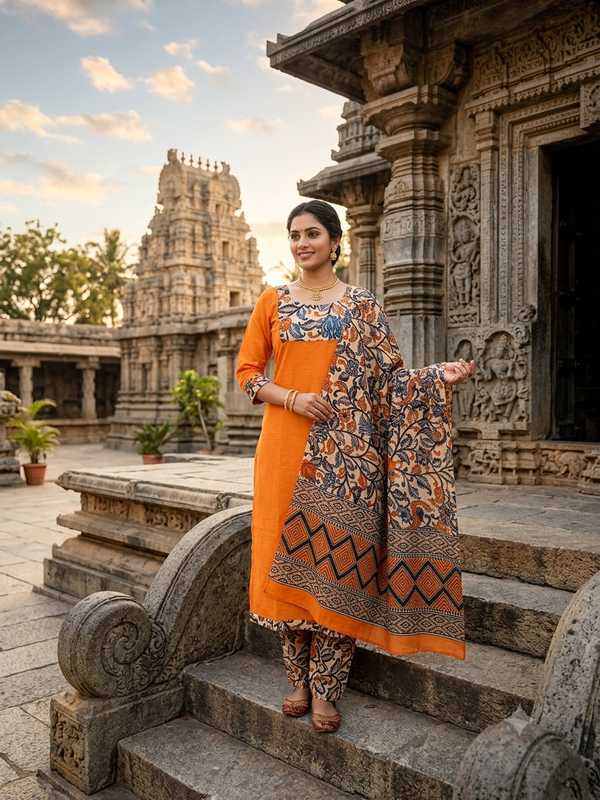 PREMIUM KALAMKARI COTTON SALWAR SETS / 0564