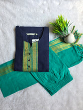 NAVY & GREEN HANDLOOM MANGALGIRI COTTON SALWAR SETS 0483