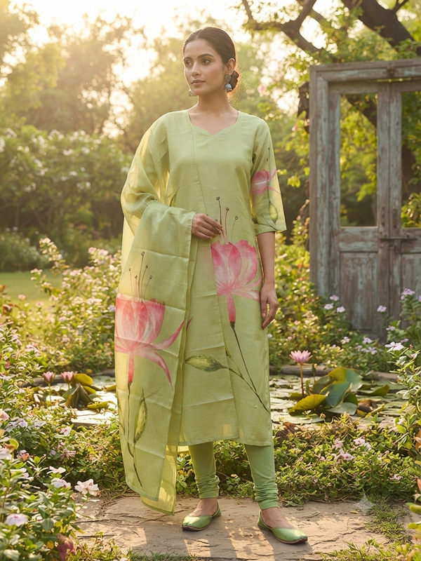 PREMIUM TUSSAR SILK KURTI +DUPPATTA 0569