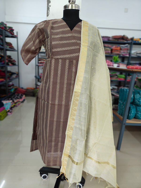 PREMIUM BANARASI SILK KURTI WITH DUPATTA 0480