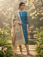 RAW SILK KURTI WITH MADHUBANI DUPATTA 0622