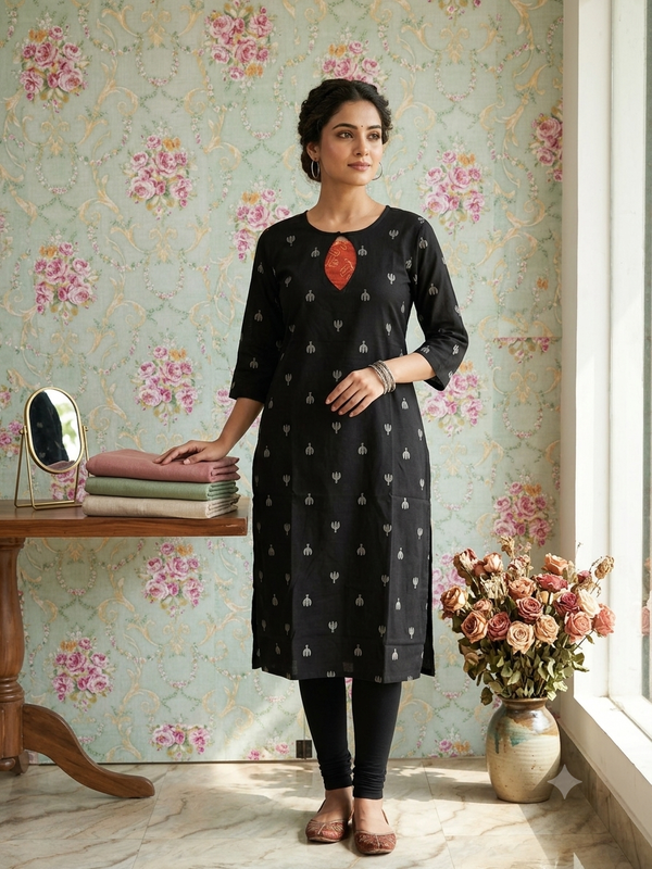 BLACK EMBROIDERY OFFICE WEAR KURTIS 0594