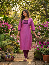 PINK WITH WINE TRENDING KOLAM RAW SILK KURTIS 0534