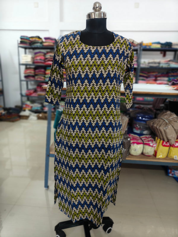 HAND PRINTED KALAMKARI COTTON KURTIS 0482