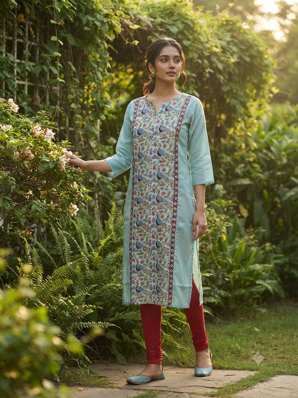 KALAMKARI THEMED BERLIN SILK KURTIS 0615
