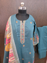 TEAL BLUE HANDWORK PREMIUM JAIPUR COTTON SALWAR SETS 0537