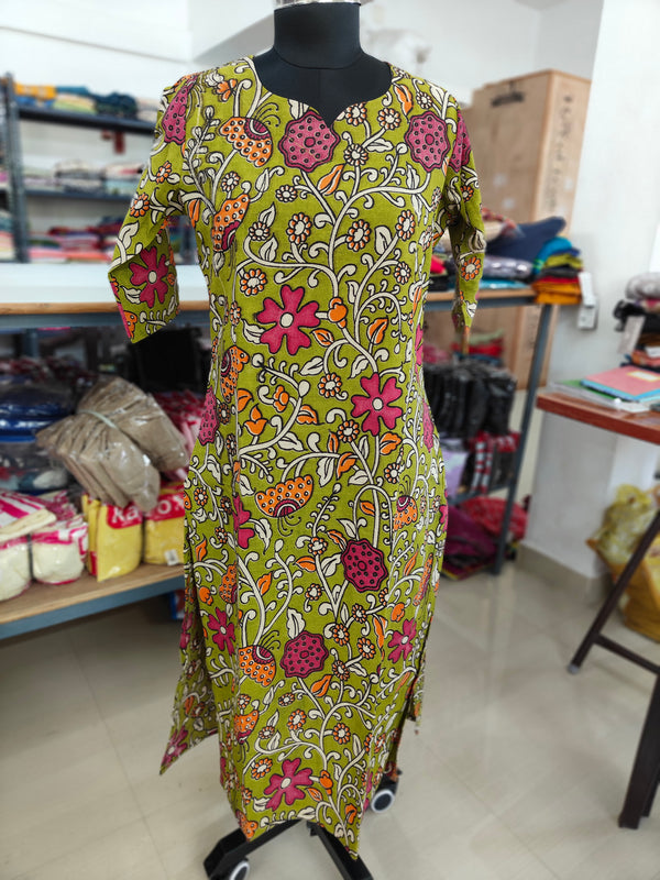 HAND PRINTED KALAMKARI COTTON KURTIS 0482