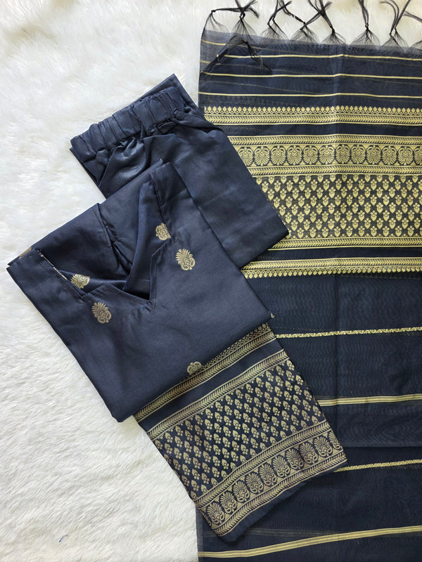 NAVY PREMIUM SEMI SILK SALWAR SETS 0647
