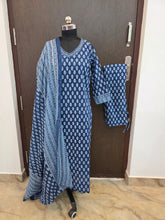 HANDWORK INDIGO JAIPUR COTTON 3 PIECE SALWAR SETS 0537