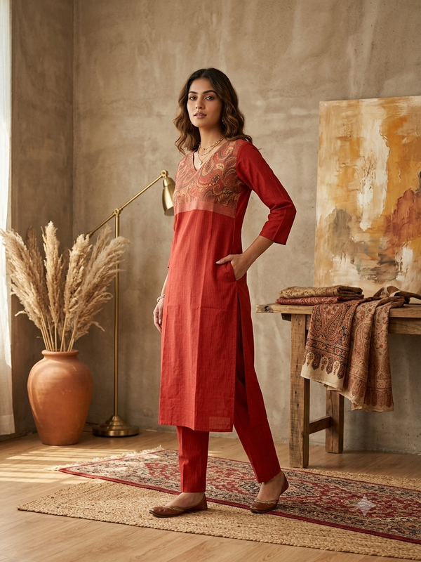 RUST ORANGE BERLIN SILK CO-ORD SETS/ 0584