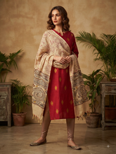 RAW SILK KURTI WITH MADHUBANI DUPATTA 0622