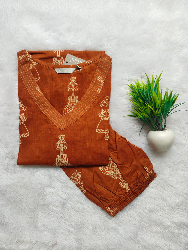WARLI THEMED CAMBRIC COTTON CO-ORD SETS 0548