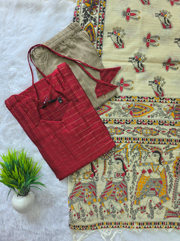 RAW SILK WITH MADHUBANI INSPIRED SALWAR 0652