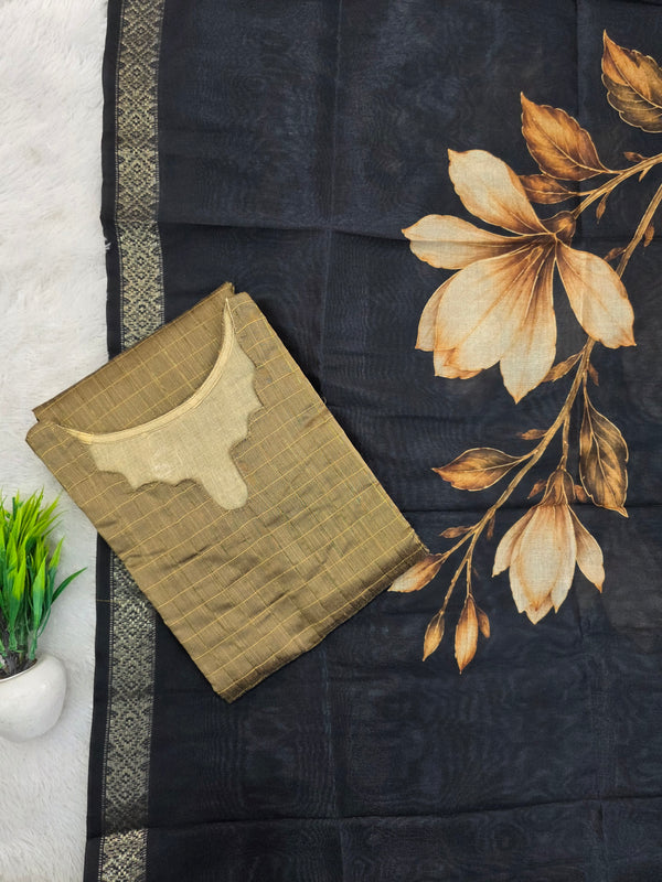 RAW SILK KURTI WITH KALAMKARI DUPPATTA 0509